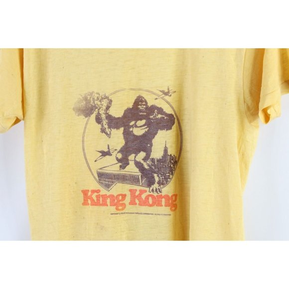 Vtg 70s Mens Large Thrashed Thin Spell Out King Kong Short Sleeve T-Shirt USA - Picture 4 of 16